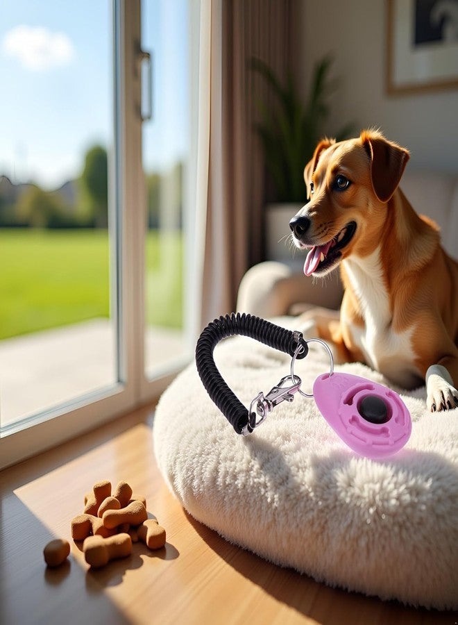 Mozff 2Pcs Pink Dog Clicker for Training Easy to Use with Button Dog Training Accessories Strong and Long-Lasting, Training and Behavior Aids - Image 2